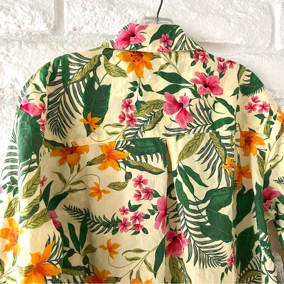 Pale Yellow Botton Down Tropical Shirt By Only  Sz S - Picture 3 of 4